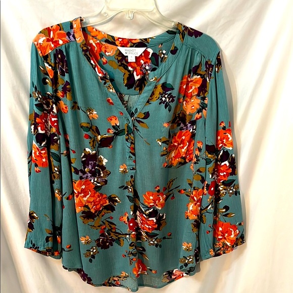 Market & Spruce Tops - Market & Spruce Women's Spring Floral Teal Top Size XL